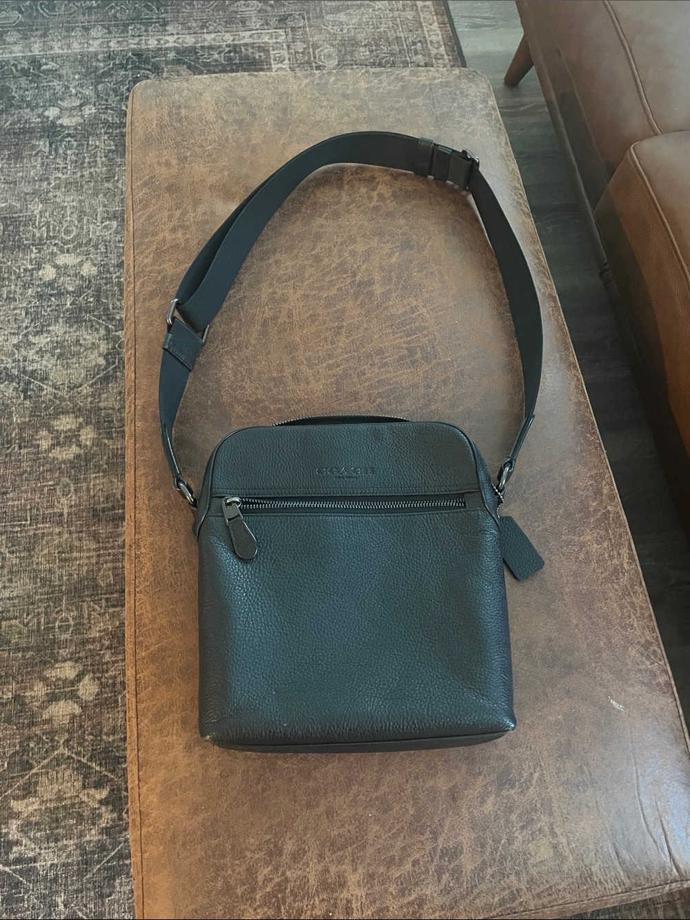 Coach Black Pebbled Leather Small Messenger Crossbody